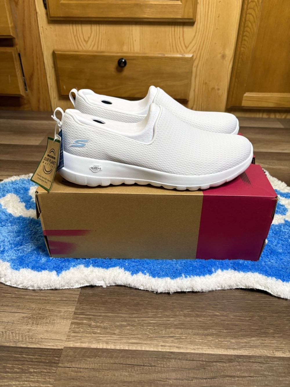 SKECHERS GO WALK Joy Women's White Slip-On Mesh Sneakers Machine Washable